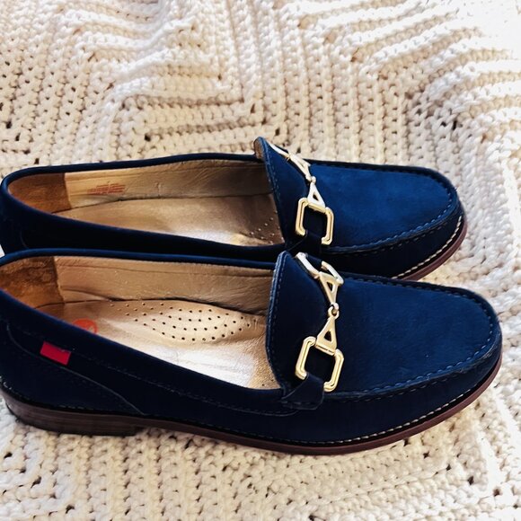 GORGEOUS Marc Joseph Park Ave Fast Blue Nubuck Leather Buckle Loafer - Picture 4 of 8